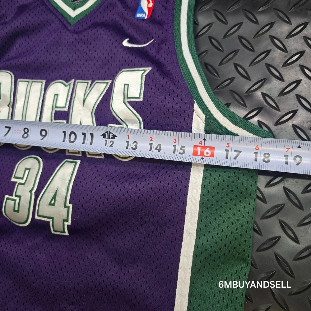 Nike Ray Allen #34 Milwaukee Bucks Jersey Youth L 16/18 Purple Green NBA Vintage